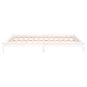 vidaXL LED Bed Frame White 200x200 cm Solid Wood