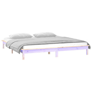 vidaXL LED Bed Frame 140x190 cm Solid Wood