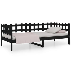 vidaXL Day Bed Black 90x190 cm Solid Wood Pine