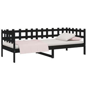 vidaXL Day Bed Black 90x190 cm Solid Wood Pine