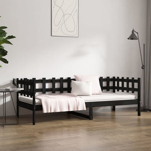 vidaXL Day Bed Black 90x190 cm Solid Wood Pine