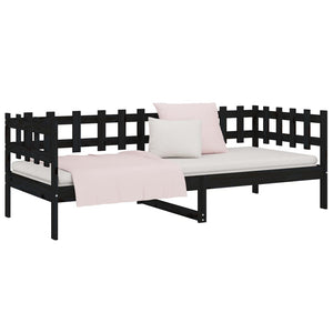 vidaXL Day Bed Black 90x190 cm Solid Wood Pine