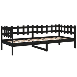 vidaXL Day Bed Black 90x190 cm Solid Wood Pine