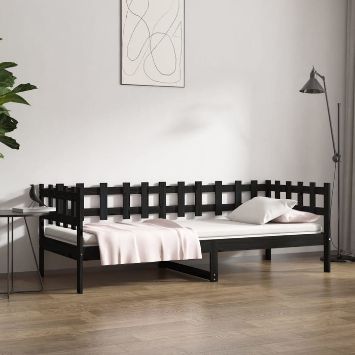 vidaXL Day Bed Black 90x190 cm Solid Wood Pine