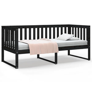 vidaXL Day Bed Black 90x200 cm Solid Wood Pine