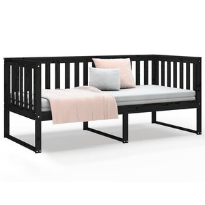 vidaXL Day Bed Black 90x200 cm Solid Wood Pine