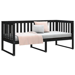 vidaXL Day Bed Black 90x200 cm Solid Wood Pine