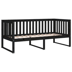 vidaXL Day Bed Black 90x200 cm Solid Wood Pine