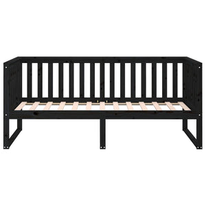 vidaXL Day Bed Black 90x200 cm Solid Wood Pine