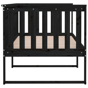 vidaXL Day Bed Black 90x200 cm Solid Wood Pine