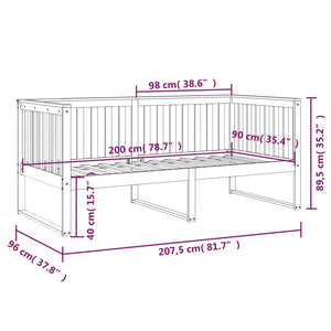 vidaXL Day Bed Black 90x200 cm Solid Wood Pine