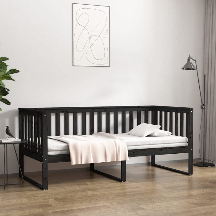 vidaXL Day Bed Black 90x200 cm Solid Wood Pine