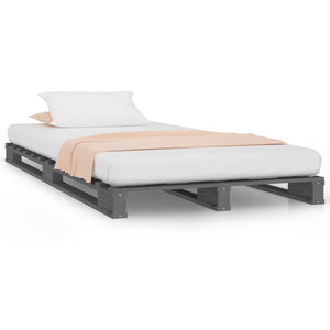 vidaXL Bed Frame Grey 100x200 cm Solid Wood Pine