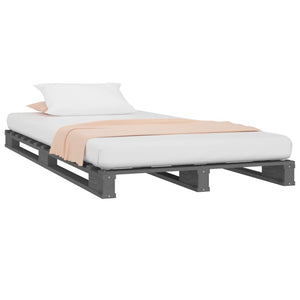 vidaXL Bed Frame Grey 100x200 cm Solid Wood Pine