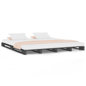 vidaXL Bed Frame Grey 200x200 cm Solid Wood Pine