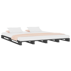 vidaXL Bed Frame Grey 200x200 cm Solid Wood Pine