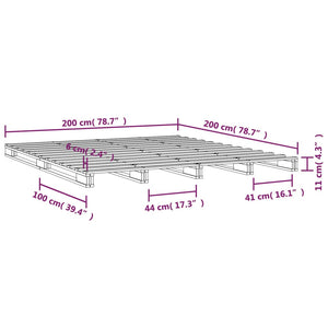 vidaXL Bed Frame Grey 200x200 cm Solid Wood Pine