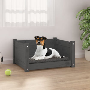 vidaXL Dog Bed Grey 55.5x45.5x28 cm Solid Pine Wood