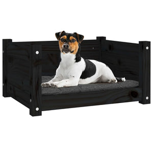 vidaXL Dog Bed Black 55.5x45.5x28 cm Solid Pine Wood