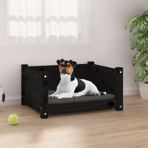 vidaXL Dog Bed Black 55.5x45.5x28 cm Solid Pine Wood