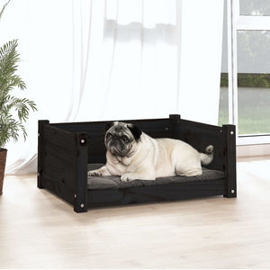 vidaXL Dog Bed Black 65.5x50.5x28 cm Solid Pine Wood