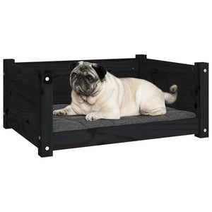 vidaXL Dog Bed Black 65.5x50.5x28 cm Solid Pine Wood