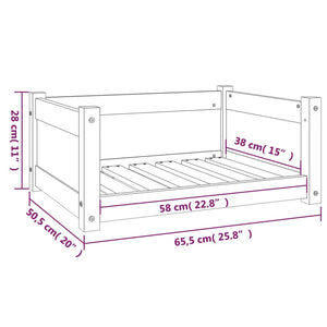 vidaXL Dog Bed Black 65.5x50.5x28 cm Solid Pine Wood