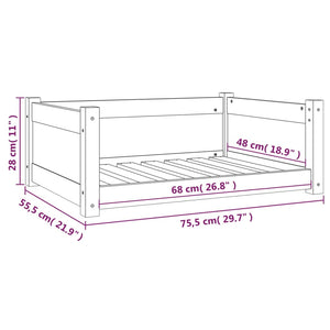 vidaXL Dog Bed 75.5x55.5x28 cm Solid Pine Wood