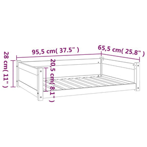 vidaXL Dog Bed White 95.5x65.5x28 cm Solid Pine Wood