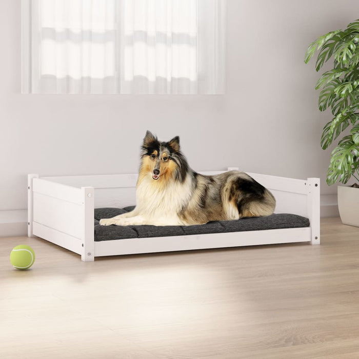 vidaXL Dog Bed White 95.5x65.5x28 cm Solid Pine Wood