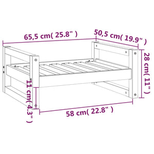 vidaXL Dog Bed White 65.5x50.5x28 cm Solid Pine Wood