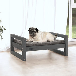 vidaXL Dog Bed Grey 65.5x50.5x28 cm Solid Pine Wood