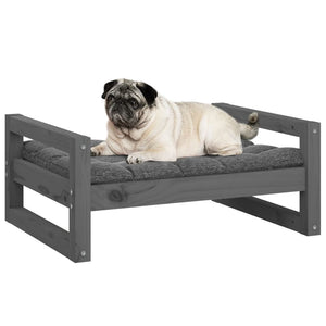 vidaXL Dog Bed Grey 65.5x50.5x28 cm Solid Pine Wood