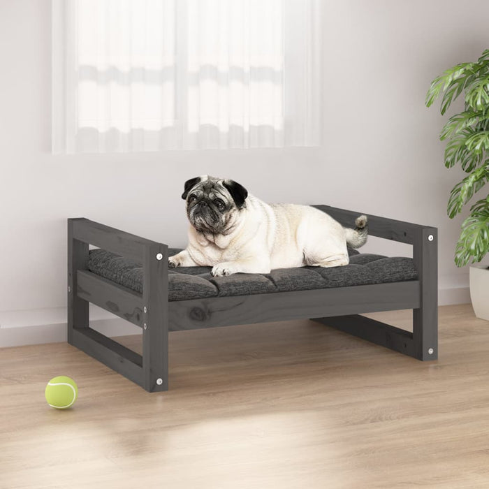 vidaXL Dog Bed Grey 65.5x50.5x28 cm Solid Pine Wood