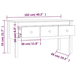 vidaXL Coffee Table Grey 102x49x55 cm Solid Wood Pine