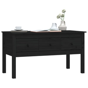 vidaXL Coffee Table Black 102x49x55 cm Solid Wood Pine