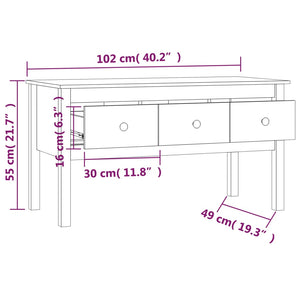 vidaXL Coffee Table Black 102x49x55 cm Solid Wood Pine