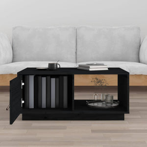 vidaXL Coffee Table Black 80x50x35.5 cm Solid Wood Pine