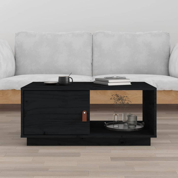 vidaXL Coffee Table Black 80x50x35.5 cm Solid Wood Pine