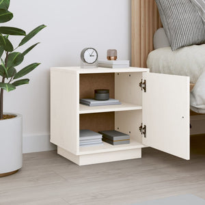 vidaXL Bedside Cabinet White 40x34x45 cm Solid Wood Pine