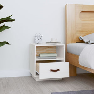 vidaXL Bedside Cabinet White 40x34x45 cm Solid Wood Pine