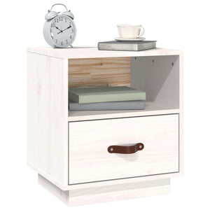 vidaXL Bedside Cabinet White 40x34x45 cm Solid Wood Pine