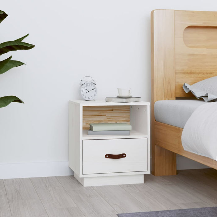 vidaXL Bedside Cabinet White 40x34x45 cm Solid Wood Pine