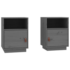 vidaXL Bedside Cabinets 2 pcs Grey 40x34x55 cm Solid Wood Pine