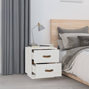 vidaXL Bedside Cabinet White 40x34x45 cm Solid Wood Pine