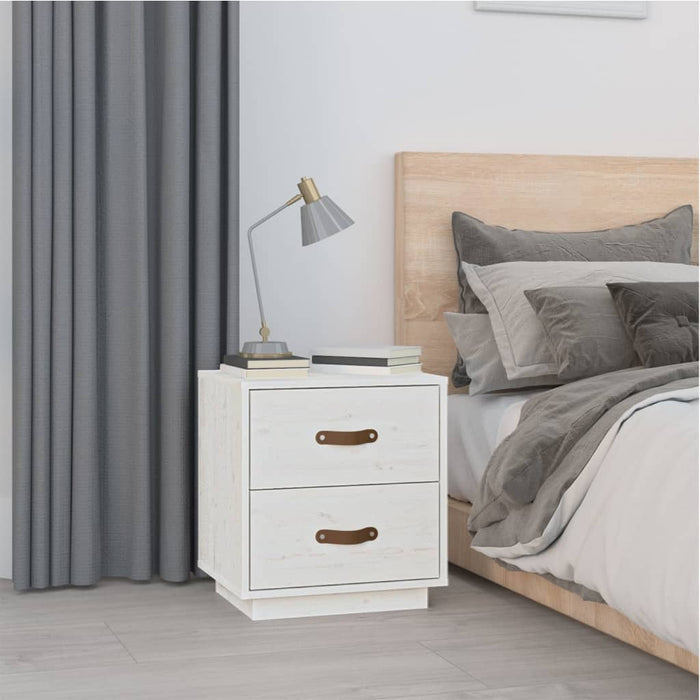 vidaXL Bedside Cabinet White 40x34x45 cm Solid Wood Pine