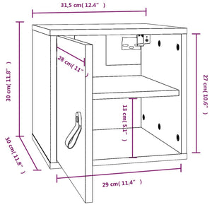 vidaXL Wall Cabinet Black 31.5x30x30 cm Solid Wood Pine