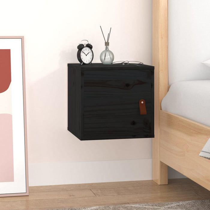 vidaXL Wall Cabinet Black 31.5x30x30 cm Solid Wood Pine