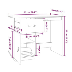 vidaXL Desk Honey Brown 95x50x75 cm Solid Wood Pine