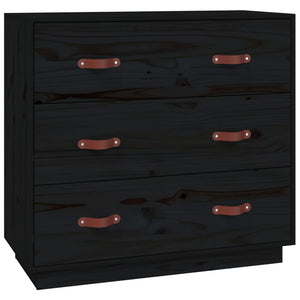 vidaXL Sideboard Black 80x40x75 cm Solid Wood Pine